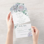Pastelle & White Peonys Blumenweiße Abendessen All In One Einladung (Abreißen)