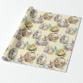 Pastelleier, Bunny, Chick Floral Gelb Geschenkpapier (Ungerollt)