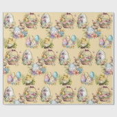 Pastelleier, Bunny, Chick Floral Orange Geschenkpapier (Flach)