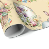 Pastelleier, Bunny, Chick Floral Orange Geschenkpapier (Rolleneckpunkt)