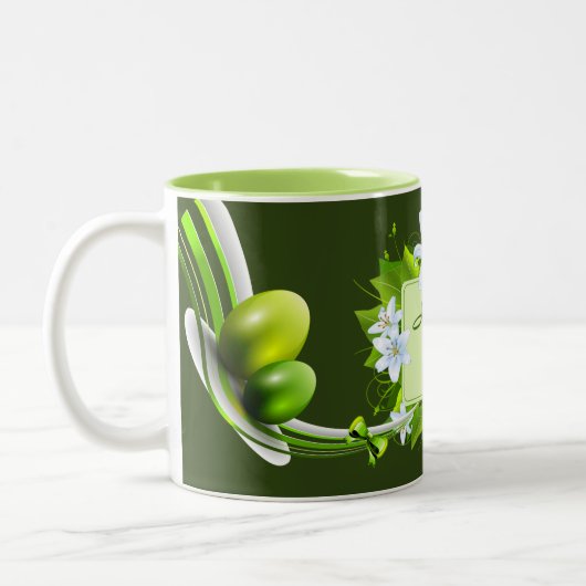 Pastelleier - Grüne Zweifarbige Tasse (Links)