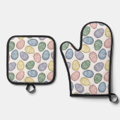 Pastelleier Ofenhandschuh & Topflappen-Set (Vorderseite)