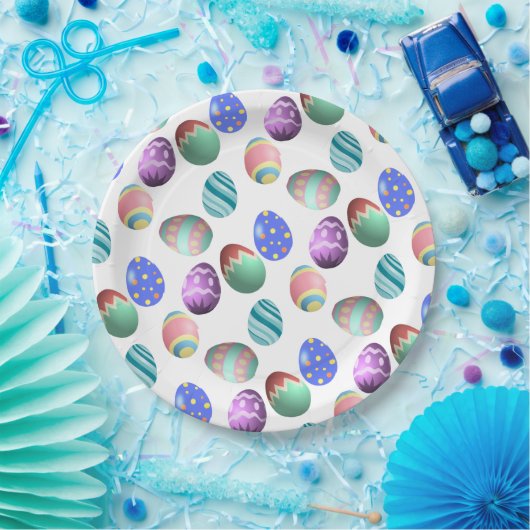 Pastelleier Ostereier Bunte dekorierte Ostereier Pappteller (Party)