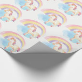PastellEinhorn auf Wolke, Regenbogen-Packpapier Geschenkpapier (Ecke)