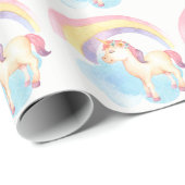 PastellEinhorn auf Wolke, Regenbogen-Packpapier Geschenkpapier (Rolleneckpunkt)