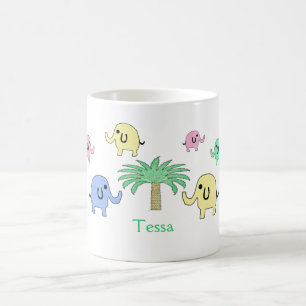 Pastellelefanten und Palme-Tasse Kaffeetasse