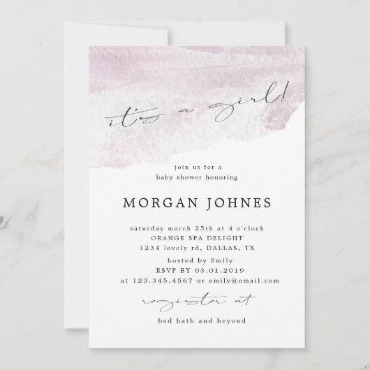 Pastellelegantes Drehbuch, es ist ein Mädchen Baby (Vorderseite)