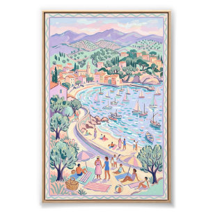 Pastellene Bucht im Mittelmeer im Stil von Matisse Fotodruck