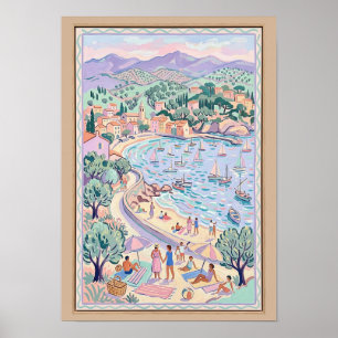 Pastellene Bucht im Mittelmeer im Stil von Matisse Poster