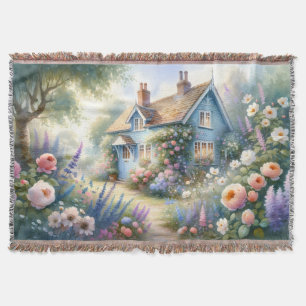 Pastellene Cottage-Garten-Blauhaus-Blumen-Szene Decke