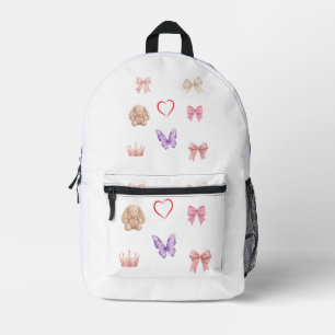 pastellene Damenhaftigkeit, rosa Schleifen, Hasen- Bedruckter Rucksack