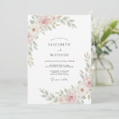 Pastellene Rosane Hochzeit Einladung (Stehend Vorderseite)