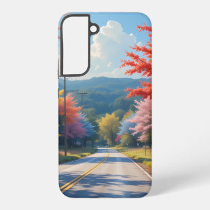Pastellene Wasserfarben-Herbstlandschaftsstraße Samsung Galaxy Hülle