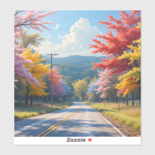 Pastellene Wasserfarbenlandschaft einer herbstlich Aufkleber