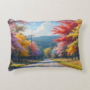 Pastellene Wasserfarbenlandschaft einer herbstlich Dekokissen