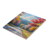 Pastellene Wasserfarbenlandschaft einer herbstlich Fliese (Seite)