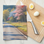 Pastellene Wasserfarbenlandschaft einer herbstlich Geschirrtuch (Viertel Falte)