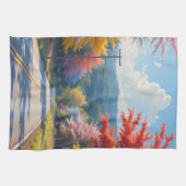 Pastellene Wasserfarbenlandschaft einer herbstlich Geschirrtuch (Horizontal)