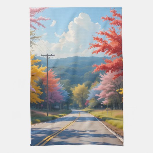 Pastellene Wasserfarbenlandschaft einer herbstlich Geschirrtuch (Vertikal)