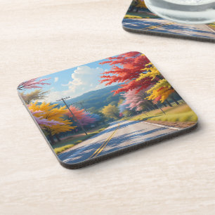 Pastellene Wasserfarbenlandschaft einer herbstlich Getränkeuntersetzer