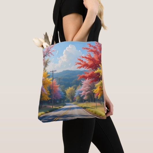 Pastellene Wasserfarbenlandschaft einer herbstlich Tasche (Von Nahem)