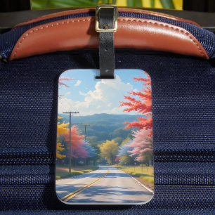 Pastellene Wasserfarbenlandschaft einer ländlichen Gepäckanhänger