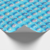 Pastelles Bonbonindesign auf hellblauem Hintergrun Geschenkpapier (Ecke)