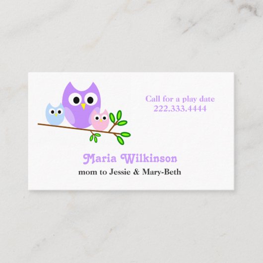 Pastelleulen-Mama-Karte Telefonnummerkarte (Vorderseite)