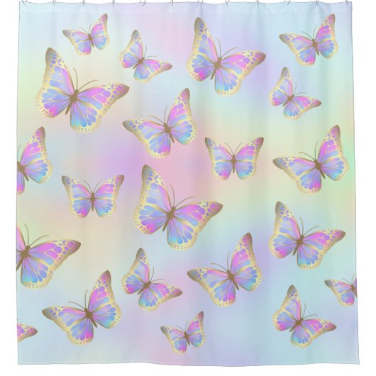 Pastellfalter Duschvorhang (Vorderseite)