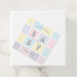 Pastellfarbblock Gold Babydusche Gefälligkeitsmark Geschenkanhänger