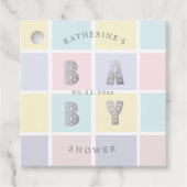 Pastellfarbblock Gold Babydusche Gefälligkeitsmark Geschenkanhänger (Vorderseite)