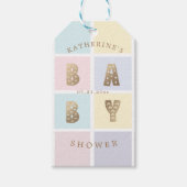 Pastellfarbblock Gold Kinderdusche Geschenkanhänger (Vorderseite)