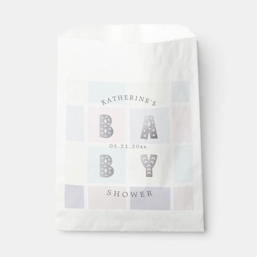 Pastellfarbblock Gold Kinderdusche Geschenktütchen (Vorderseite)