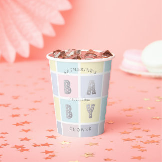 Pastellfarbblock Gold Kinderdusche Pappbecher