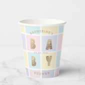 Pastellfarbblock Gold Kinderdusche Pappbecher (Vorderseite)