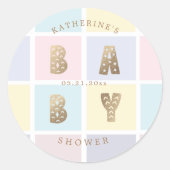 Pastellfarbblock Gold Kinderdusche Runder Aufkleber (Vorderseite)