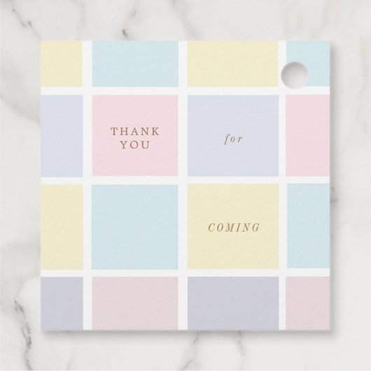 Pastellfarbblock Goldbrasse Babydusche Geschenkanhänger (Rückseite)