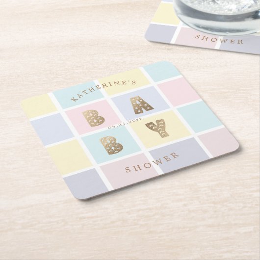 Pastellfarbblock Goldbrasse Babydusche Rechteckiger Pappuntersetzer (angewinkelt)