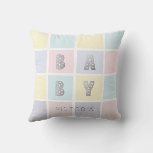Pastellfarbblock Monogramm Kissen (Rückseite)