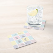 Pastellfarbblock Silberbaby-Dusche Rechteckiger Pappuntersetzer (Vor Ort)