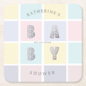 Pastellfarbblock Silberbaby-Dusche Rechteckiger Pappuntersetzer (Vorderseite)