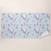 Pastellfarbe des niedlichen magischen Unicorn Strandtuch (Vorderseite)