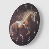 Pastellfarbe eines laufenden Pferdes Große Wanduhr (Winkel)