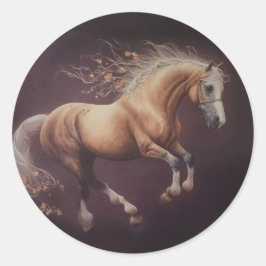 Pastellfarbe eines laufenden Pferdes Runder Aufkleber