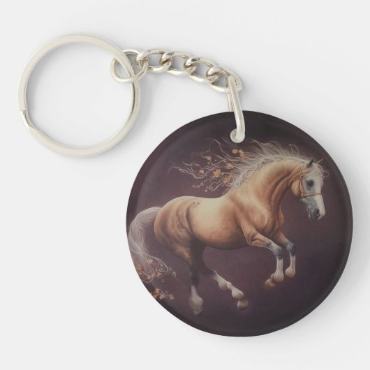 Pastellfarbe eines laufenden Pferdes Schlüsselanhänger (Vorderseite)