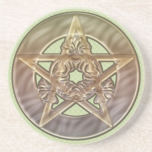 Pastellfarbe-Pentagramm-Sandstein-Untersetzer Sandstein Untersetzer (Vorne)