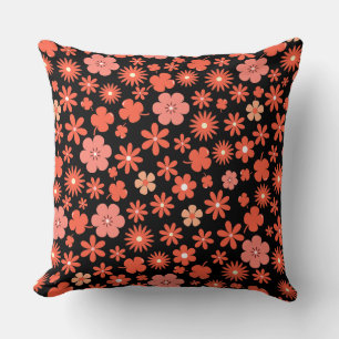 Pastellfarbe Wildblume botanisch tropisch schwarz Kissen