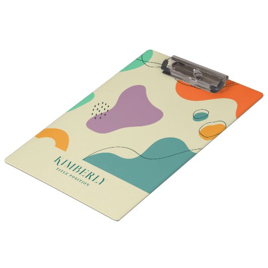 Pastellfarben abstrakte Formen moderner Hintergrun Klemmbrett (Schrägansicht)