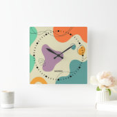 Pastellfarben abstrakte Formen moderner Hintergrun Quadratische Wanduhr (Zuhause)