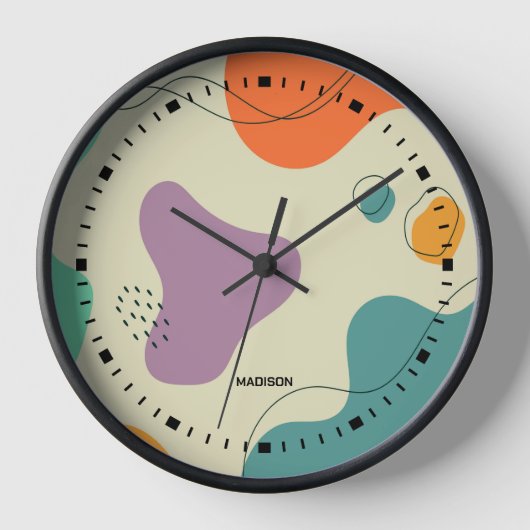 Pastellfarben abstrakte Formen moderner Hintergrun Uhr (Vorderseite)